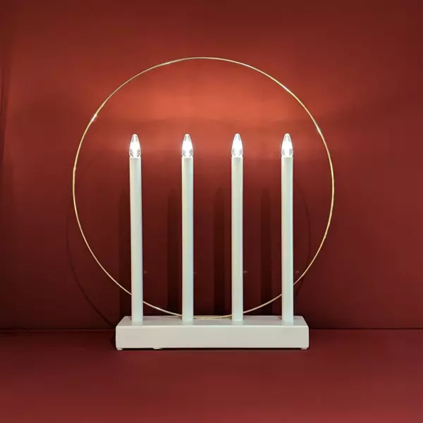Bougeoir lumineux à piles 4 LED (H40 cm) Cercle Blanc chaud