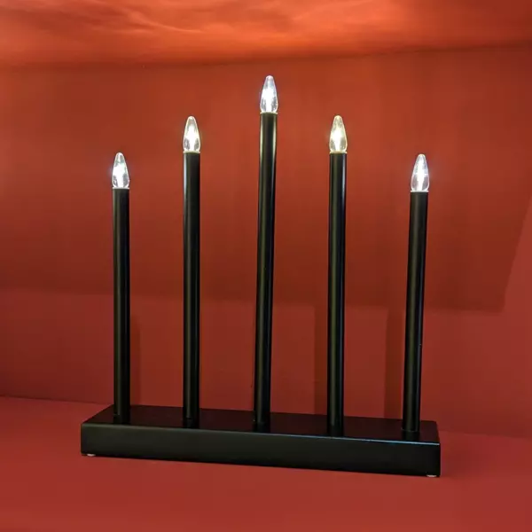 Bougeoir lumineux à piles 5 LED (H40 cm) Christmas Blanc chaud