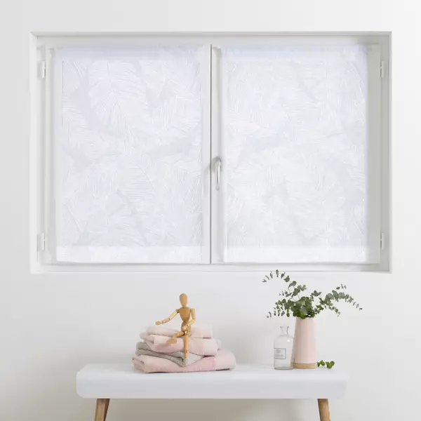 Vitrage set (60 x 90 cm) Feuilles Wit