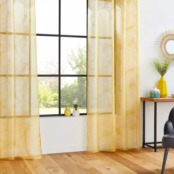 Visillo (140 x 240 cm) Hoja Amarillo ocre