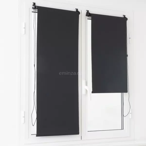 Estor rollo opaco (90 x Alto 180 cm) Liso Negro