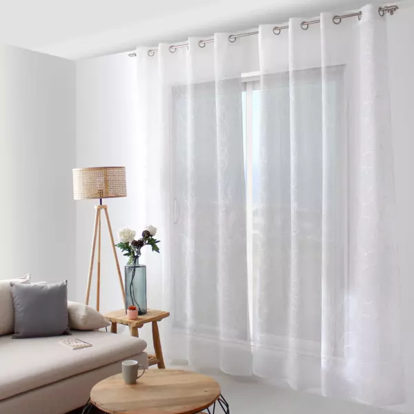 Vitrage met borduursel (140 x 240 cm) Galet Wit