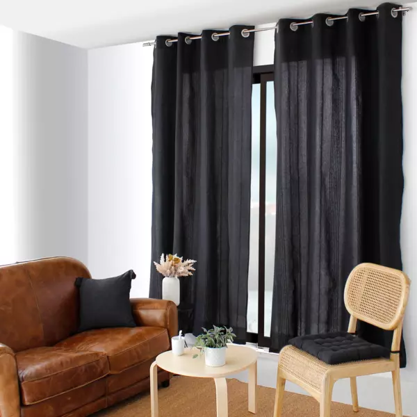 Rideau coton recycl (140 x 240 cm) Bombay Gris anthracite