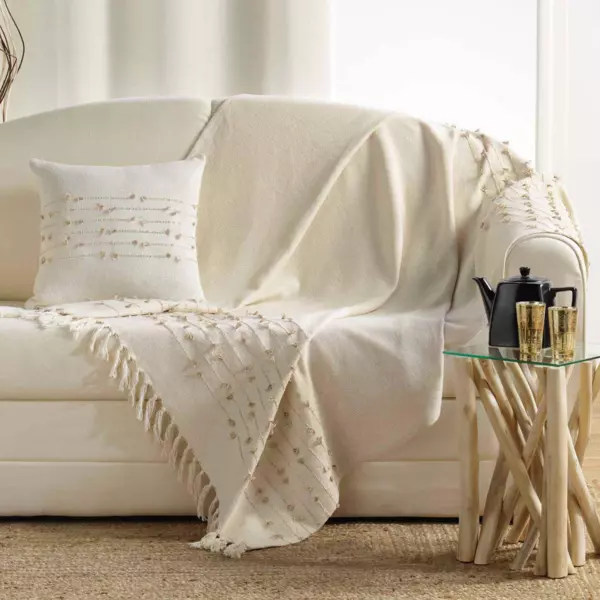 Plaid cocooning (150 cm) Golden Sunset Ecru