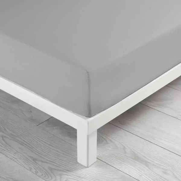 Sábana bajera algodón lavado (160 cm) Linette Gris