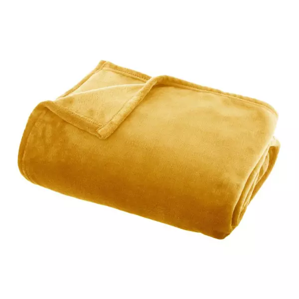 Plaid doux (180 cm) Tendresse flanel Jaune ocre