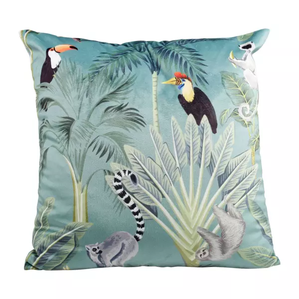 Housse de coussin carrée (40 x 40 cm) Jungle Bleue