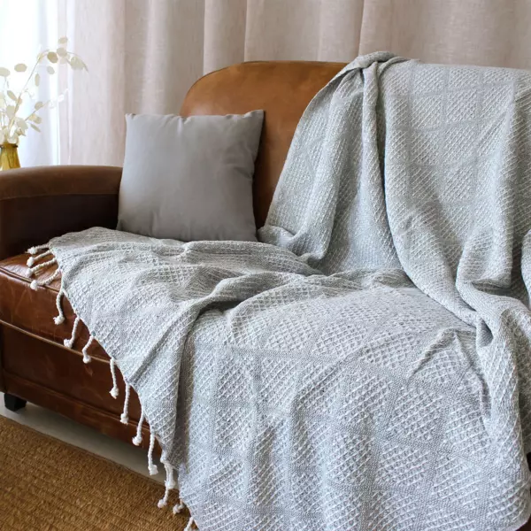 Plaid coton recyclé (130 x 160 cm) Dune Gris clair