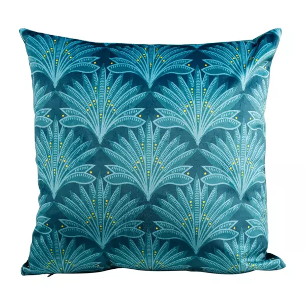 Housse de coussin carrée (40 x 40 cm) Paon Bleue