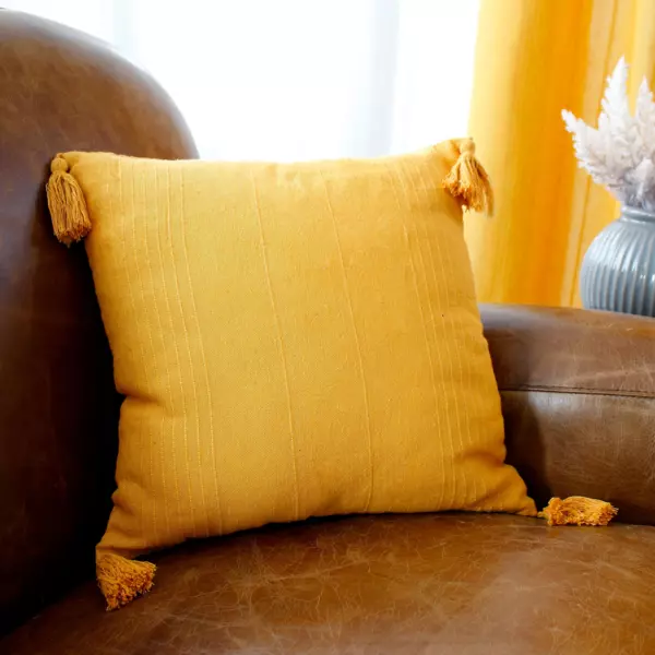 Cuscino quadrato cotone riciclato (40 cm) Bombay Giallo senape