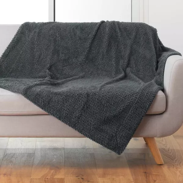 Plaid en Fausse Fourrure Gris Anthracite - Élégance et Confort