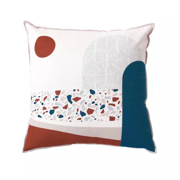 Coussin carré coton (40 cm) Terrazzo Marron cognac