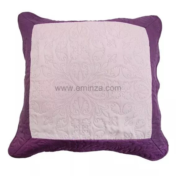 Housse de coussin boutis carrée (60 cm) Edana Prune