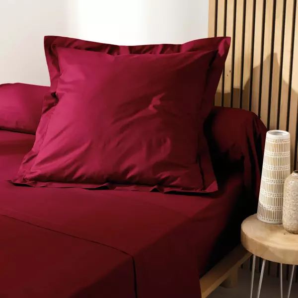 Funda de almohada cuadrada en algodón bio (63 cm) Biolina Burdeos