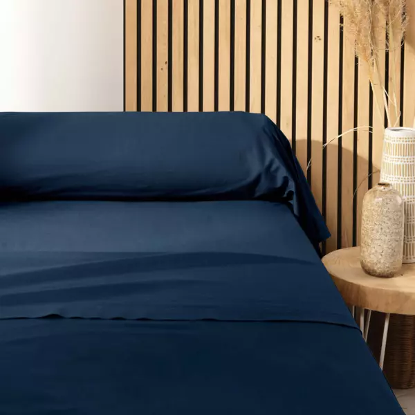Funda de travesaño en algodón bio (L185 cm) Biolina Azul noche