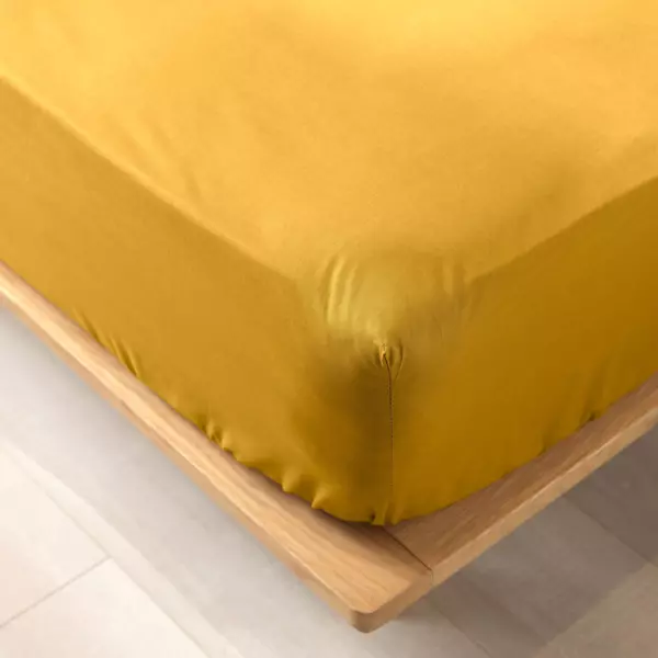 Sábana bajera en algodón bio (140 cm) Biolina Amarillo ocre