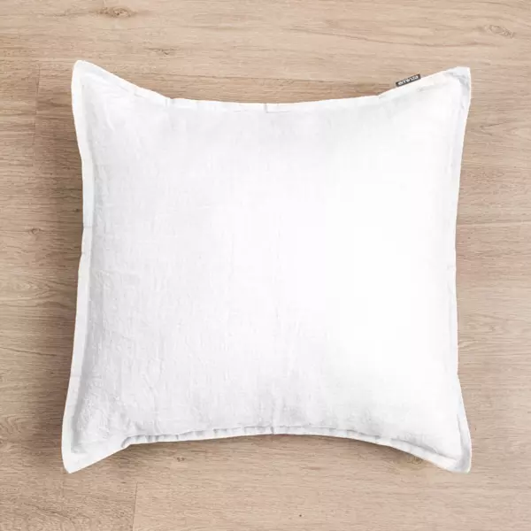 Funda de almohada cuadrada en lino lavado (60 cm) Louise Blanco