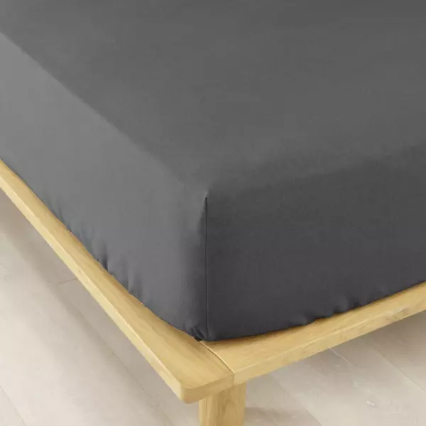 Hoeslaken katoenen flanel (90 X 190 cm) Théa Antraciet