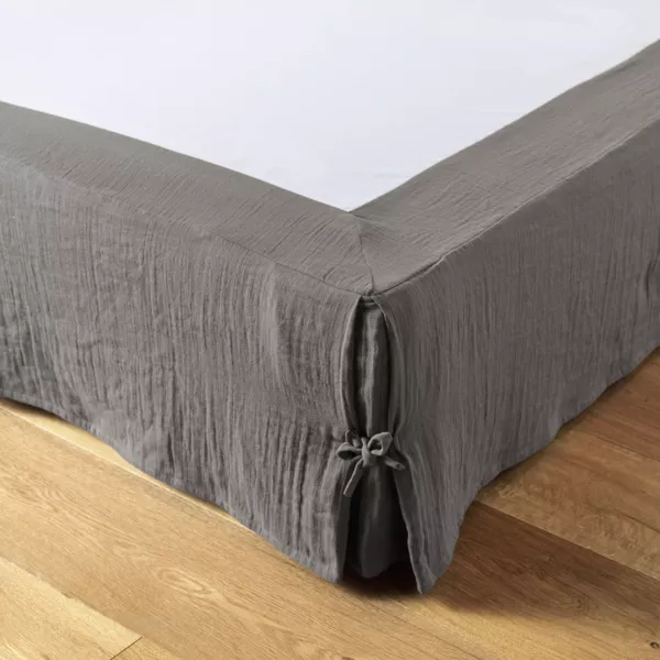 Cache-sommier Gaze de coton (180 x 200 cm) Gaïa Gris granit