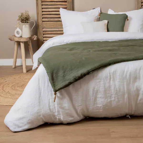Vasket linned dyne (90 x 200 cm) Louise Grn Rosmarin