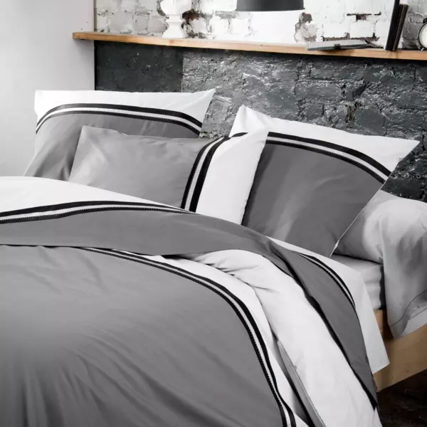 Funda de almohada cuadrada percal Smoking Gris