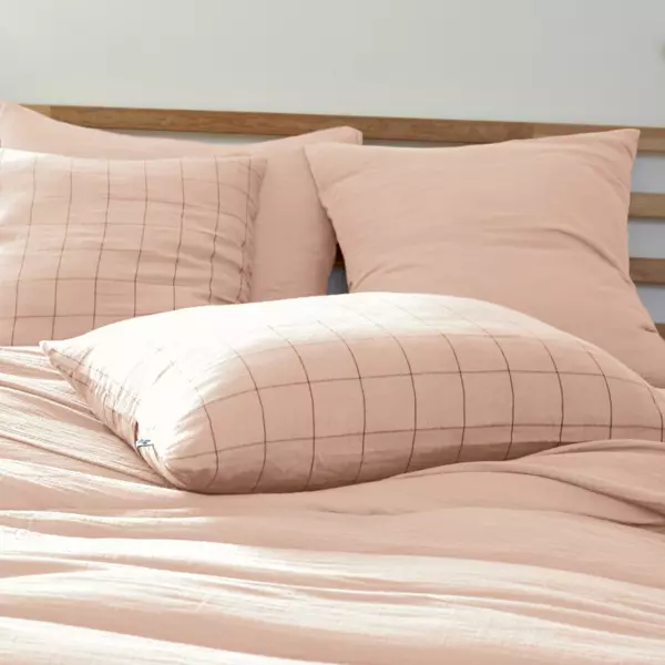 Funda de almohada rectangular en gasa de algodón (70 cm) Gaïa Match Rosa palo
