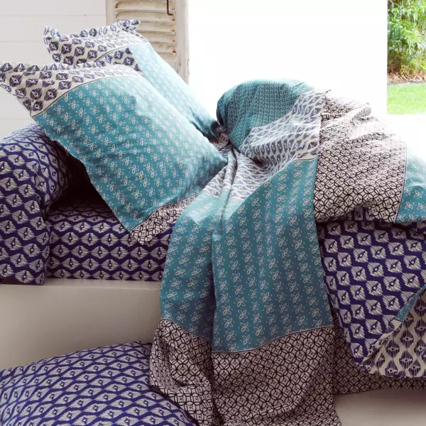 Taie d'oreiller carrée coton Rio Bleue jade