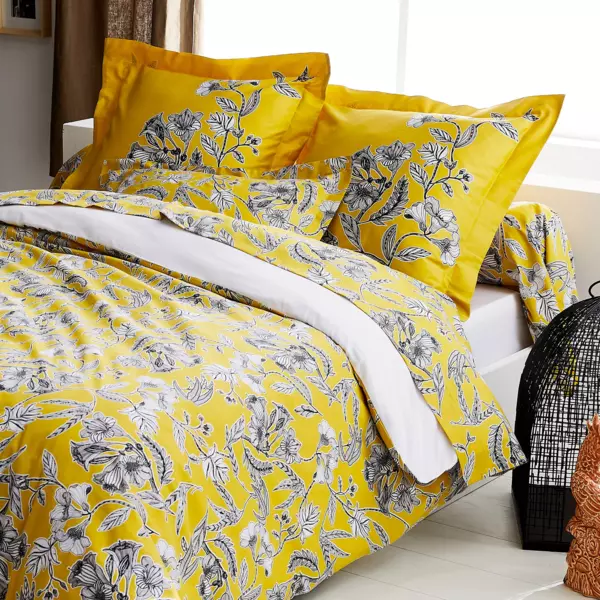 Taie de traversin satin de coton (L200 cm) Botanic Jaune