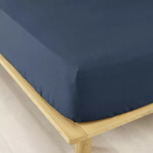 Hoeslaken katoenen flanel (140 X 190 cm) Théa Nachtblauw