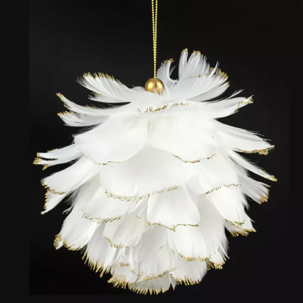 Boule douceur à suspendre (D10 cm) Plume Blanc