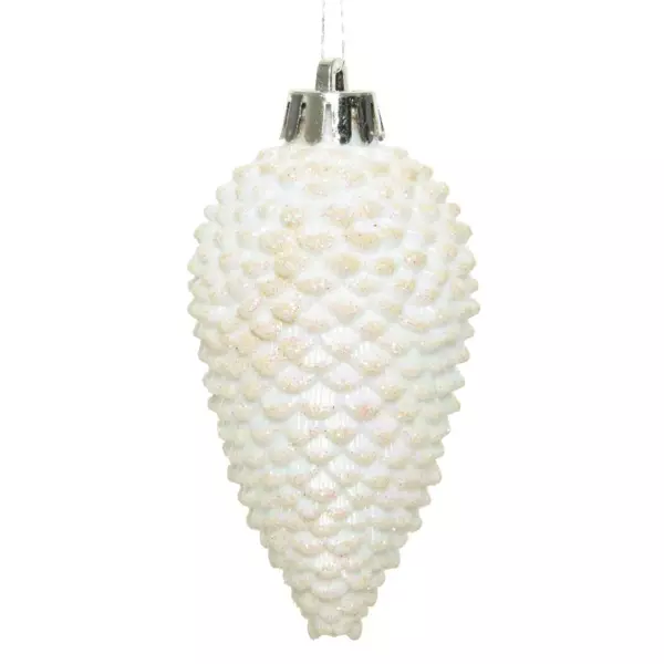 Lot de 6 pommes de pin  suspendre (H8 cm) Alpine Blanc iris