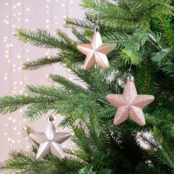 Set van 6 kerststerren Alpine poederroze
