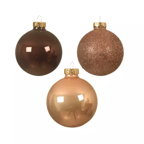 Lot de 42 boules de Nol en verre (D60 mm) (D50 mm) Domeona Acajou/ Caramel