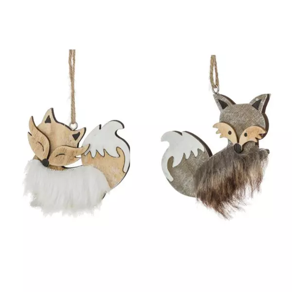 Set van 2 kerstvossen Chipeur om op te hangen naturelkleur
