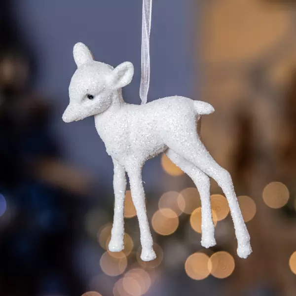 Lot de 2 faons � suspendre (H9 cm) Margeriaz Blanc