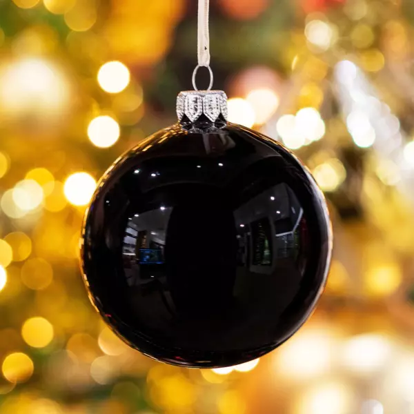 Lot de 6 boules de Noël en verre (D80 mm) Arctique brillantes Noir
