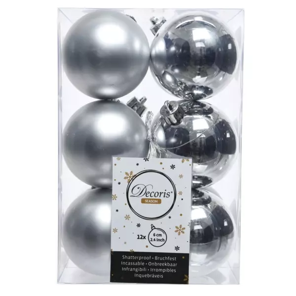 Lot de 12 boules de Noël (D60 mm) Alpine Argent