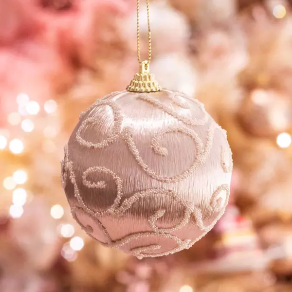 Lote de 12 bolas de Navidad (D80 mm) Cyria Perla