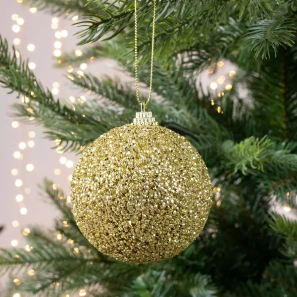 Lot de 12 boules de Noël (D80 mm) Perline Or