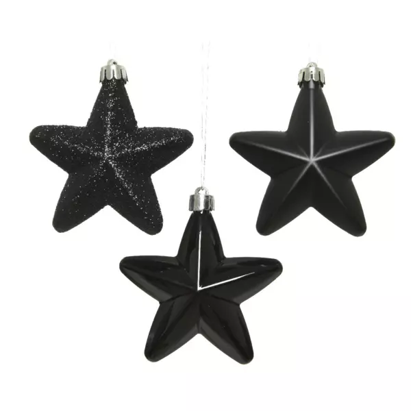 Lot de 6 étoiles de Noël à suspendre (H7 cm) Alpine Noir