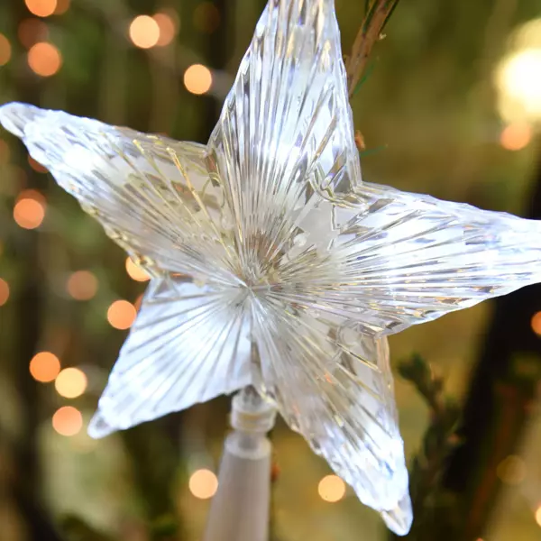 Kerstboom ster piek/topper met LED verlichting H25 x D17 cm | Pieken