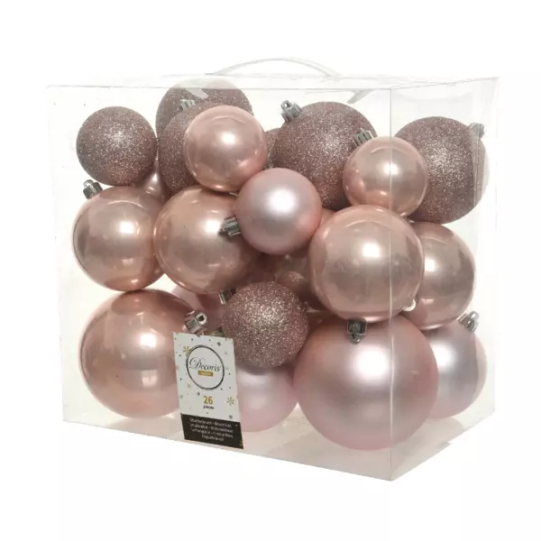 Lot de 26 boules de Noël Lara Rose poudré