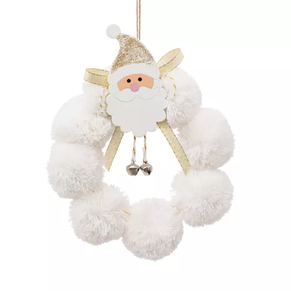 Kerstman Couronne om op te hangen Wit