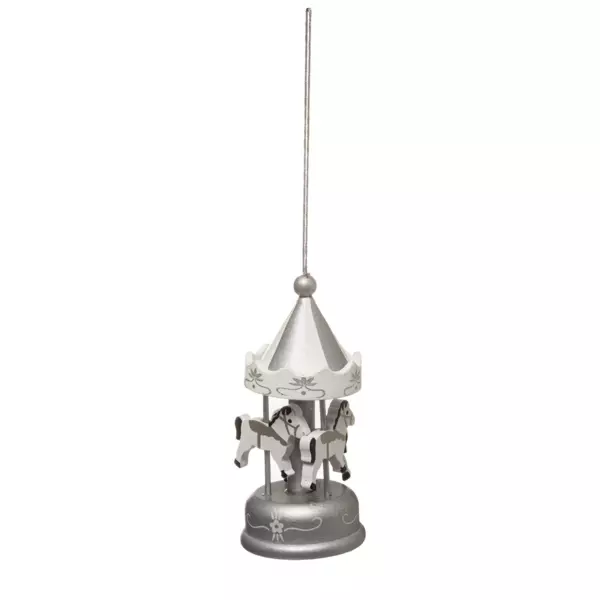 Suspension de fête (H9 cm) Carrousel en bois Argent