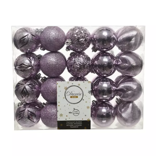 Lot de 40 boules de Noël (D60 mm) Cyriane Lilas