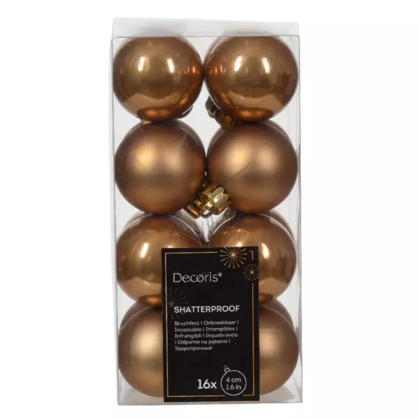 Lote de 16 bolas de Navidad (D40 mm) Alpine Café jengibre