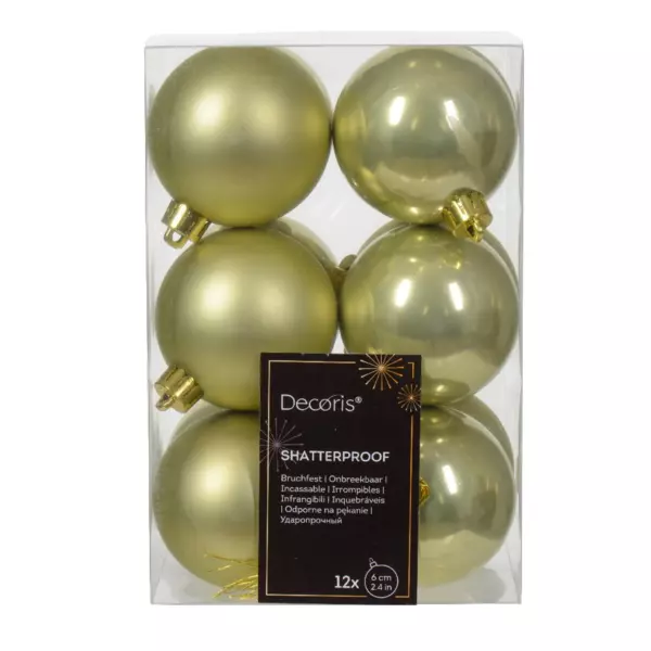 Lote de 12 bolas de Navidad (D60 mm) Alpine Pistacho
