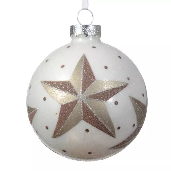 Lot de 3 boules de Noël (D80 mm) en verre Bélia Blanc