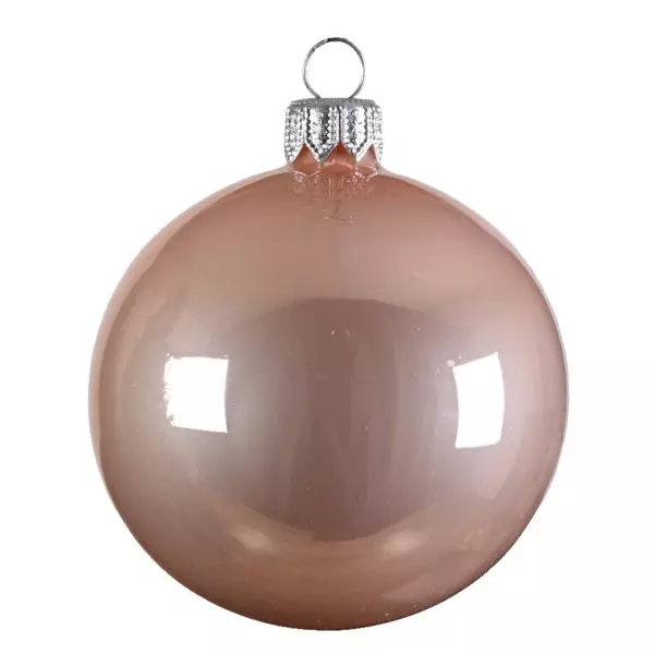 Lot de 6 boules de Noël en verre (D80 mm) Arctique brillantes Rose pétillant