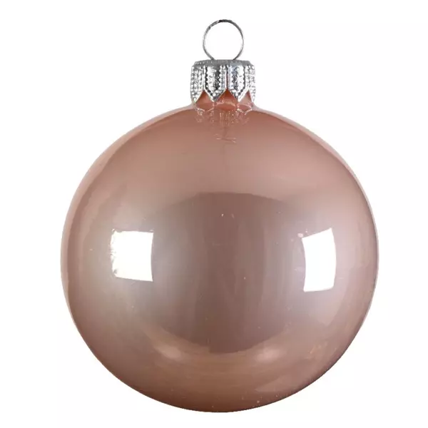 Lot de 4 boules de Noël en verre (D100 mm) Arctique brillantes Rose pétillant